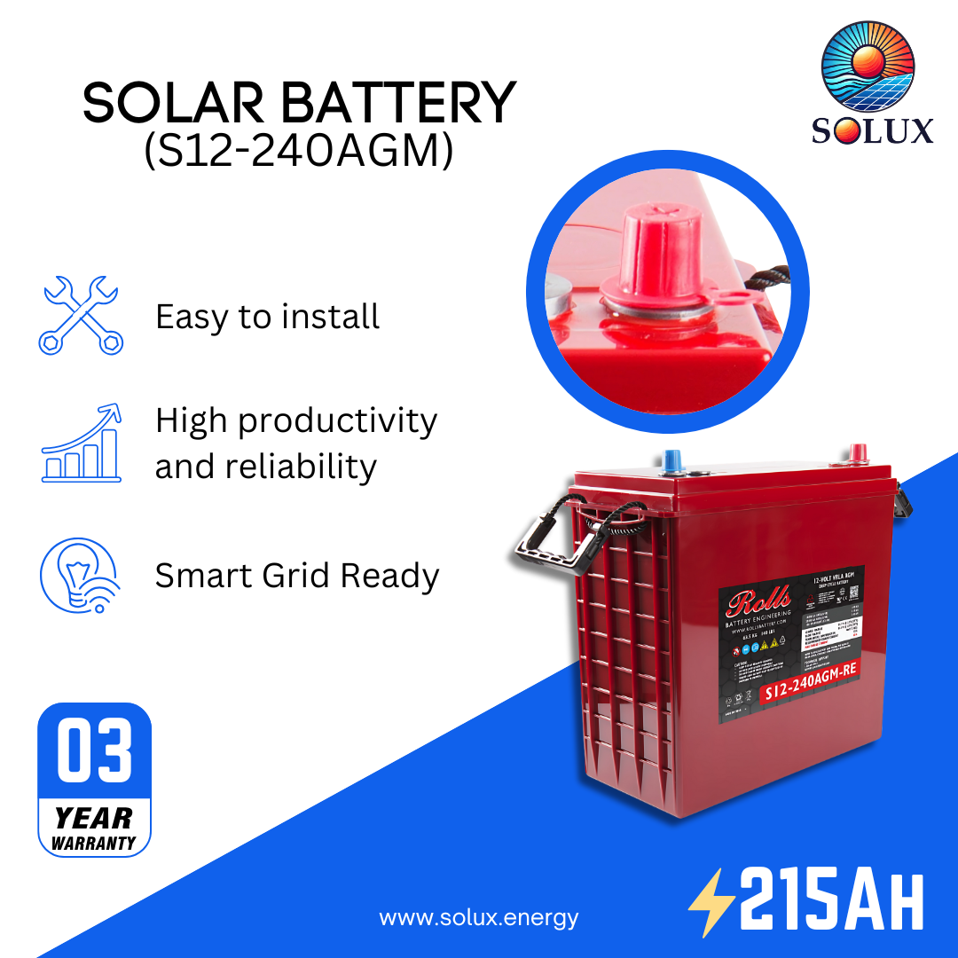 This is an image of Rolls Surrette S12-240AGM 12VDC 215Ah AGM Deep Cycle Batteries